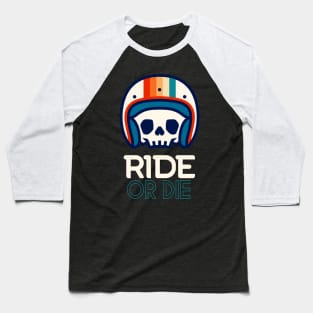 Biker Skull Retro Motorcycle Baseball T-Shirt